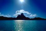Mount Otemanu, Clouds, Mountains, Ocean, Sun Glint, reflection, wavelets, NDPV02P08_17