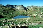 mountains, peaceful, meadow, boulders, rocks, lake, pond, water