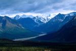 U shaped valley, Glacier, Mountains, forest, river