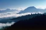 Clouds, Layered Mountains, ridgeline, trees