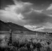 Teton Mountain Range, Snake River Ranch, clouds, fence