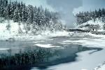 Hot Pools, Springs, Steam, Hot Spring, Geothermal Feature, activity, Trees, Forest in the Snow, geochemically extreme conditions