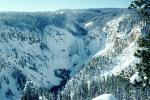 Yellowstone Falls, The Grand Canyon of the Yellowstone, Waterfall, River, forest in the snow, trees
