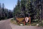 Yellowstone National Park Sign, Entrance, Forest, Trees, Highway, roadside, NNYV06P06_13