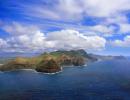 Na Pali Coast, shoreline, beach, mountains, clouds, Kauai, NPHV03P02_04