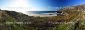 Beach, Ocean, River, Mountains, PCH, Pacific Coast Highway, Big Sur, Panorama