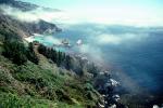 view from Nepenthe restaurant, Big Sur, Coastal, rocks, coast, coastline, fog, Pacific Ocean, NPMV01P13_11