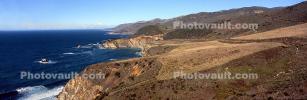 coast, coastline, Big Sur, Panorama, cliffs, hills, mountains, waves, rocks, NPMV01P15_12