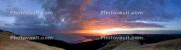 Sunset over Mount Tamalpais, Stinson Beach, Bolinas, Panorama