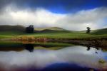 Trees, Hills, Pond, Reflection, Reservoir, Lake, Water, clouds, NPND03_166