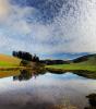 Hills, Fields, Water, Reservoir, Pond, Reflection, Lake, Eucalyptus Trees, Alto Cumulus Clouds, NPND03_187