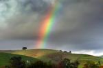 Tree, Rainbow, Hills, clouds, NPND03_264