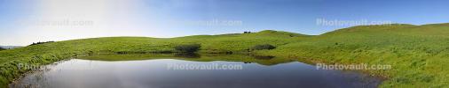 Pond, Water, Hills, Reflection, Grass Fields, Lake, Reservoir, bookmark, NPND04_014