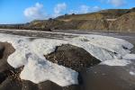 Foam from the Pacific Ocean, Russian River mouth, Beach, sand, Sonoma County