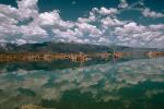 Cumulus Clouds, Mountains, Lake Reflection, water, NPNV02P06_11.0624