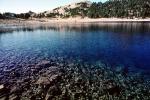 Pebbles in Clear water, reflection, Emerald Lake, Lassen Peak National Park, NPNV08P02_05