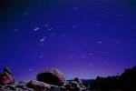 Rocks, Stone, Boulders, spinning stars, night sky, NPSV01P10_19