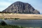 Morro Rock, Volcanic Plug, Coastline, Beach, Sand, lagoon, birds, NPSV06P10_03