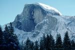 Half Dome, Snowy Trees, Valley, Forest, Winter, Granite Cliff
