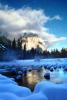 Yosemite Valley in the Winter, El Capitan, Merced River, Snow Covered Rocks, Winter, Granite Cliff, NPYV02P04_10