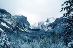 view from tunnel, Yosemite Valley in the Winter, El Capitan, Snowy Trees, Valley, Forest, Winter, Granite Cliff, Woodland, NPYV02P05_02