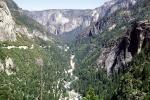 Valley, Waterfall, River, Forest, Granite Cliff