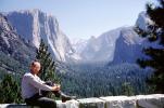 Yosemite Valley, Granite Cliffs, man, forest
