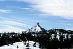 Butte, Mesa, snow, ice, cold, pyramid, landmark