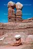 HooDoo Twin Sisters, and a lone Mexican Man Sitting, Spire, Sandstone, NSUV01P07_11.2570