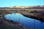 Sevier River, mountain range, barbed wire fence