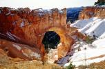 Bryce Canyon National Park arch, snow, winter, cold