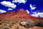 Mesa, Mountains, Castle Valley, east of Moab, geologic feature, clouds, Castleton Tower