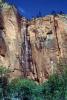 Temple of Sinewava, Waterfall, Trees, Sandstone Cliffs, Zion National Park