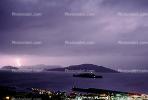 Lightning over San Francisco Bay Area, Alcatraz Island
