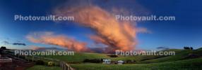 Amazing Sunset Clouds in the Valley, Mamatus Clouds fractals, Sunclipse, Fence, Panorama