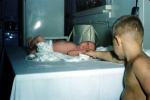 Newborn, Baby, Diaper Change, brother, 1950s