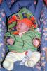 Newborn, Baby, Sleeping, Hoody, Pants, hands, face, infant, 1950s, PABV03P07_01