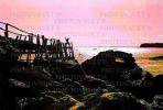Atlantic Ocean, Wooden Pier, Sunset, Deer Isle, Penobscot Bay, coastline, coast, shore