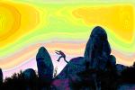 rock, stone, Boulder, jump. leap, psychedelic, psyscape, PAFPCD0663_063C