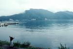 Lake, Mountains, skyline, Woman, Nikko, Japan