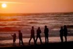 waves, beach, dog, people silhouette, People walking, sand, Pacific Ocean, sunset, PAFV07P08_02.2677