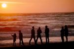 People walking, beach, sand, Pacific Ocean, sunset, waves, PAFV07P08_02B.2677