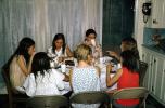 Teen girls birthday party, cake, table, chairs
