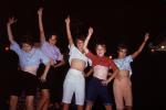 Party Girls, Teens, Arms in Air, Midriff, Pants, Beach Party