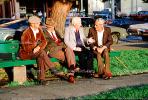 Italian Men, friends, chatting, bench, Washington Square, North-Beach, PBTV02P03_08