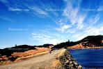 Bon Tempe Lake, clouds, lake, dirt road, dam, berm, hills, summertime, PBTV02P08_01
