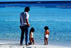 Father, girls, beach, Isla Mujeres, Quintana Roo