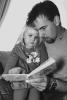 Father, Daughter, reading a book, PBTV03P14_02BW