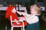Girl Bottle Feeding her redhead doll, Toddler, 1950s, PCDV02P04_15B