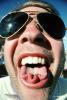 Man, Face, tongue, nose, sun glasses, teeth, curl, hair, fuzz, Boy, Tounge, PCFV02P01_17